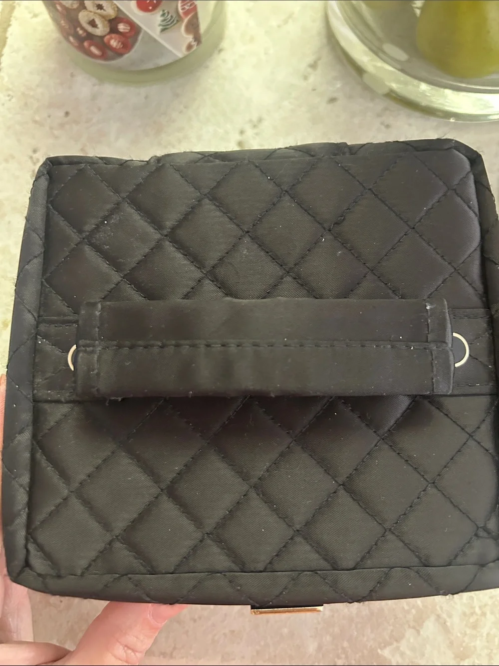 PurseN Quilted Black Cosmetic Case with Gold-logo Accent